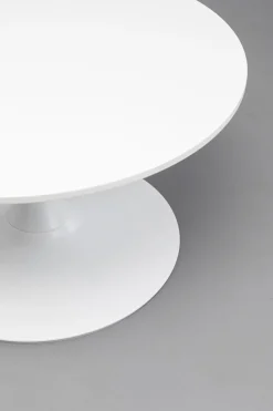 Stolik Kawowy Okrągły Biały MDF I Stal Ø80 Cm
