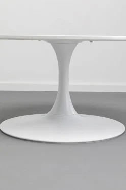 Stolik Kawowy Okrągły Biały MDF I Stal Ø80 Cm