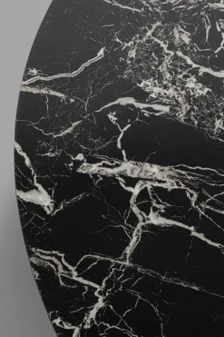 Stolik Kawowy Okrągły Czarny Blat MDF Imitacja Marmuru Ø80 Cm
