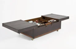 Stolik Kawowy Rozkładany Bar Colonial 120x75 Cm Brązowy Ekoskóra