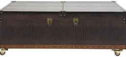 Stolik Kawowy Rozkładany Bar Colonial 120x75 Cm Brązowy Ekoskóra