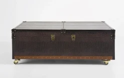 Stolik Kawowy Rozkładany Bar Colonial 120x75 Cm Brązowy Ekoskóra