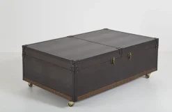 Stolik Kawowy Rozkładany Bar Colonial 120x75 Cm Brązowy Ekoskóra