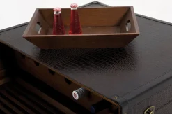 Stolik Kawowy Rozkładany Bar Colonial 120x75 Cm Brązowy Ekoskóra