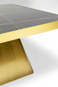 Stolik Kawowy Z Marmurowym Blatem I Złotą Podstawą 80x80 Cm
