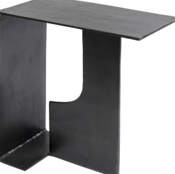 Stolik Pomocniczny Z Aluminium Czarny Ręczne Wykonanie 55x28 Cm