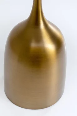 Stolik Pomocniczy Blat Biały Ceramiczny Podstawa Stalowa Złota Ø45 Cm