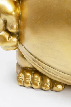 Stolik Pomocniczy Blat Szkło Hartowane Podstawa Złota Zawodnik Sumo Ø54 Cm