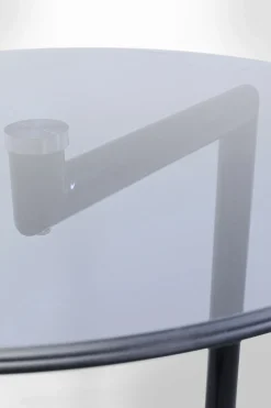 Stolik Pomocniczy Czarny Blat Szklany Okrągły Ø46x63 Cm