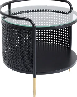 Stolik Pomocniczy Fence Ø45 Cm Czarny - Blat Szklany