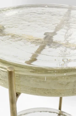 Stolik Pomocniczy Ice Double Ø30xH50 Cm Złoty - Blat Szklany