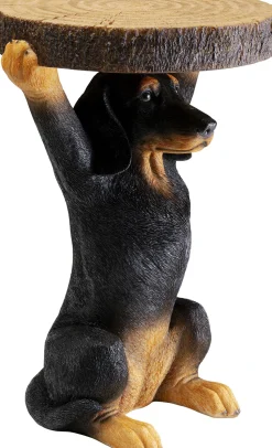Stolik Pomocniczy Mały Motyw Zwierzęcy Pies Jamnik Ø23x36 Cm