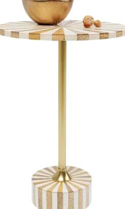 Stolik Pomocniczy MDF I Stal Biało-złoty Ø40x50 Cm
