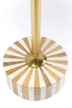 Stolik Pomocniczy MDF I Stal Biało-złoty Ø40x50 Cm