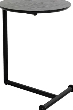 Stolik Pomocniczy Minimalistyczny Czarny Z Okrągłym Blatem Ø46 Cm