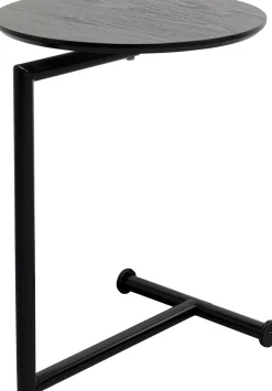 Stolik Pomocniczy Minimalistyczny Czarny Z Okrągłym Blatem Ø46 Cm