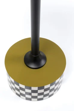 Stolik Pomocniczy Oliwkowy MDF I Stal Ø25x50 Cm Szachownica