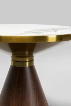 Stolik Pomocniczy Z Ceramicznym Blatem Podstawa Brązowa Ø50 Cm