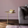 Stolik Pomocniczy Złoty Aluminium 50xH59 Cm Czarna Podstawa