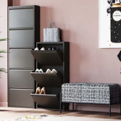 Szafka Na Buty Stalowa Czarna 3 Przegródki 50x104 Cm