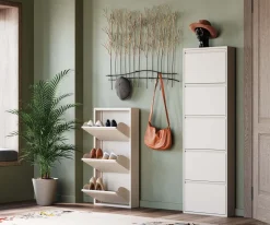 Szafka Na Buty Stalowa Kremowa 3 Przegródki 50x104 Cm