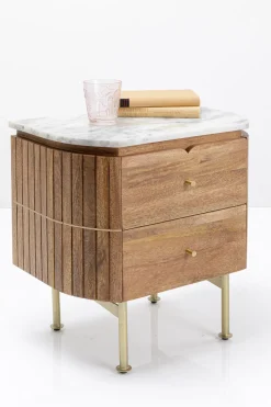 Szafka Nocna Grace 50x55 Cm Drewno Mango - Blat Marmur