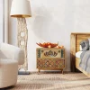 Szafka Nocna Z 2 Szufladami Drewno Mango Kolorowe Ornamenty 50x46 Cm
