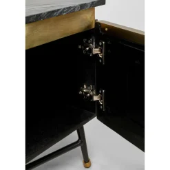Szafka RTV Catalina 170x50 Cm Drewno Mango Ciemnobrązowe - Blat Marmur