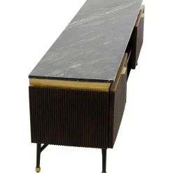 Szafka RTV Catalina 170x50 Cm Drewno Mango Ciemnobrązowe - Blat Marmur