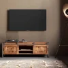Szafka RTV Drzwi Przesuwne Drewno Akacjowe Nogi Stalowe 145x45 Cm