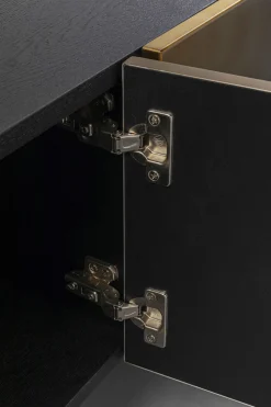 Szafka RTV 4-drzwiowa Czarno-złota Front Stal Nierdzewna 180x45 Cm