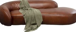 Szezlong Duży Ekskluzywny Brązowy Skóra Semianilinowa 252x108 Cm