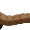 Szezlong Tapicerowany Brązowy Vintage Nogi Bukowe Czarne 190 Cm