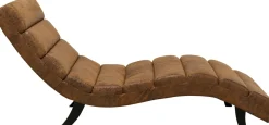 Szezlong Tapicerowany Brązowy Vintage Nogi Bukowe Czarne 190 Cm