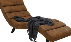 Szezlong Tapicerowany Brązowy Vintage Nogi Bukowe Czarne 190 Cm