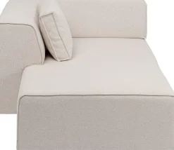 Szezlong Tapicerowany Kremowy Moduł Lewy 182x118 Cm