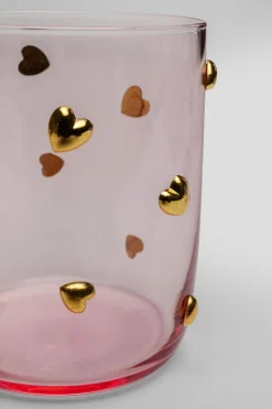 Szklanka Różowa Wzór Złote Serduszka 300 Ml
