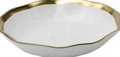 Talerz Głęboki Biało-złoty Ceramika Ø20 Cm