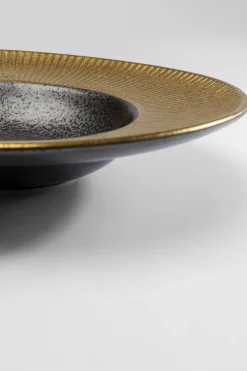 Talerz Głęboki Z Porcelany Czarno-złoty Ø22 Cm