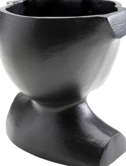 Wazon Aluminiowy Czarny Motyw Twarzy 17x17 Cm