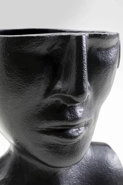Wazon Aluminiowy Czarny Motyw Twarzy 17x17 Cm