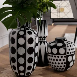 Wazon Brillar Ø18x44 Cm Czarno-biały