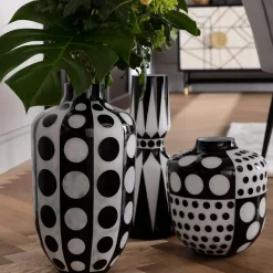 Wazon Brillar Ø25x45 Cm Czarno-biały