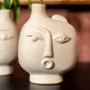 Wazon Ceramiczny Beżowy Twarz Abstrakcyjna 13x16 Cm