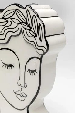 Wazon Ceramiczny Biały Motyw Kobiety 21x26 Cm