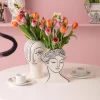 Wazon Ceramiczny Biały Motyw Kobiety Ø19x30 Cm