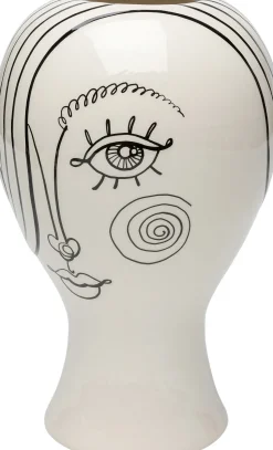 Wazon Ceramiczny Biały Motyw Kobiety Ø19x30 Cm