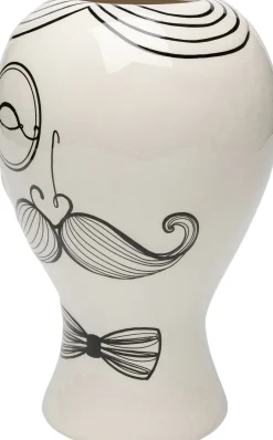 Wazon Ceramiczny Biały Motyw Mężczyzny Ø19x30 Cm