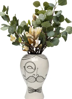 Wazon Ceramiczny Biały Motyw Mężczyzny Ø19x30 Cm