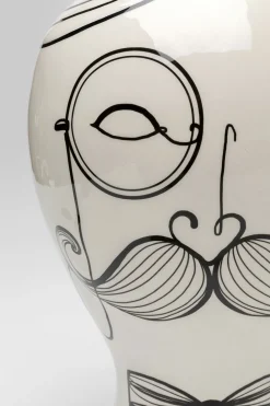 Wazon Ceramiczny Biały Motyw Mężczyzny Ø19x30 Cm